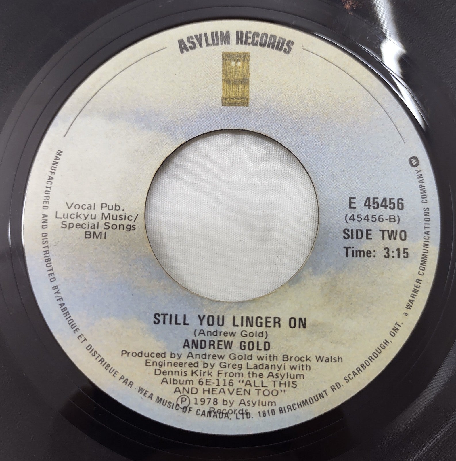 Andrew Gold – Still You Linger On 7” Asylum E-45456 Canada 1978