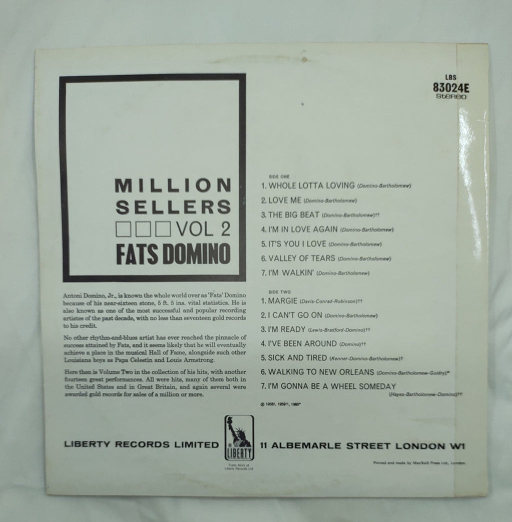 Fats Domino – Million Sellers Vol.2 Liberty LBS83024E Vinyl LP VG