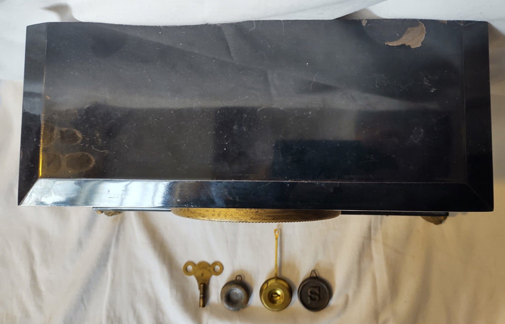 Antique 1886 Ansonia Cast Iron Figural Mantel Clock Empire Running Original