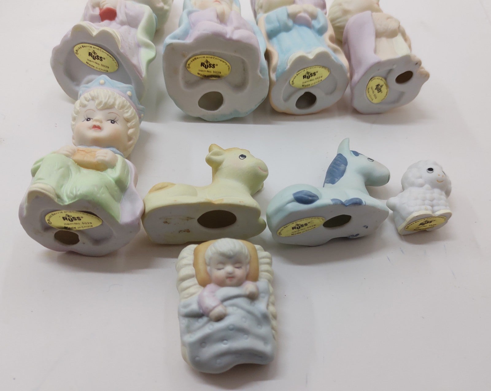 Lot of 9 Russ Berrie Bisque Mini Figurines Vintage Figurine Set Collectible