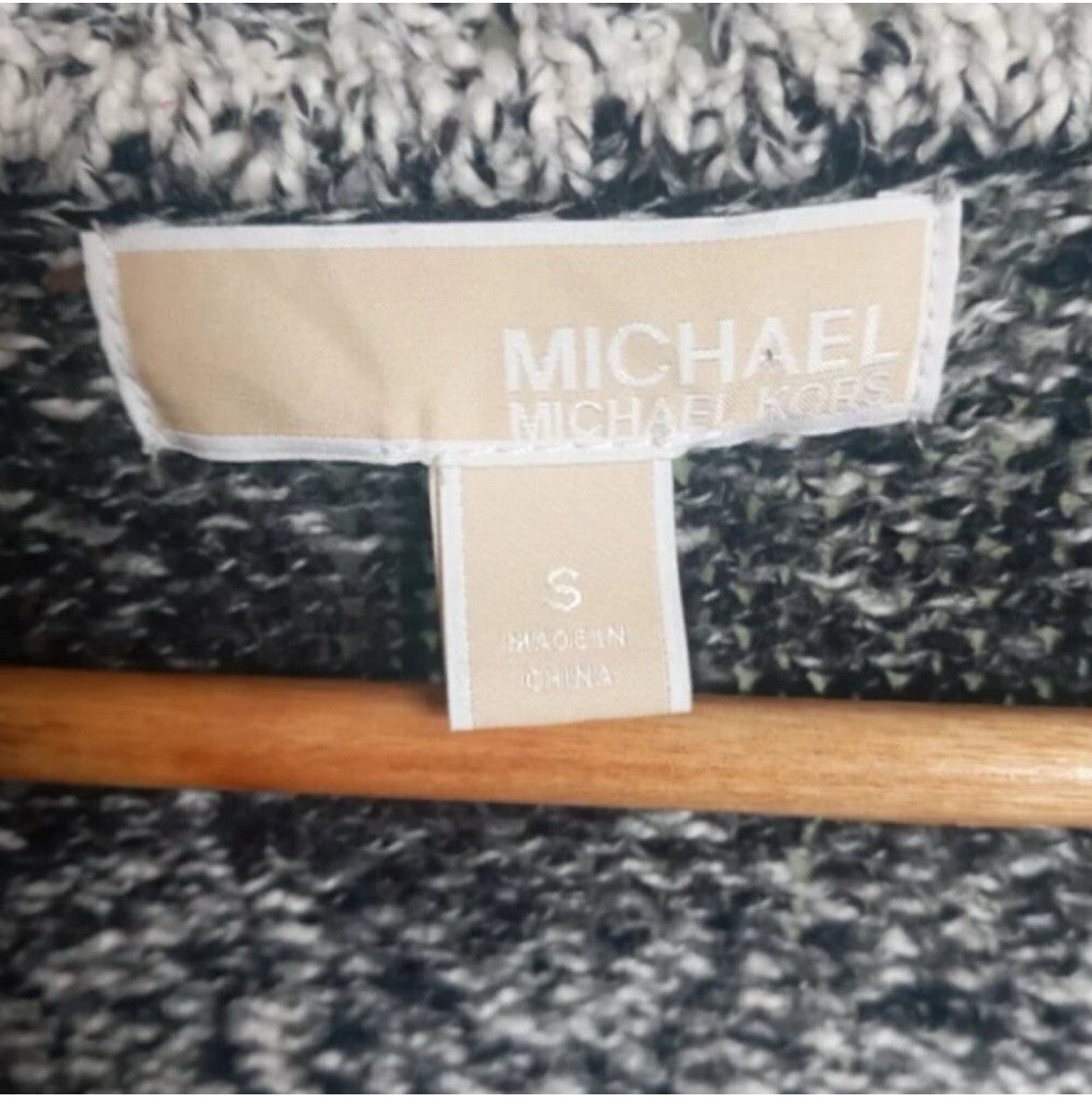 Michael Kors Striped Knit Sweater Grey Black White Ribbed Long Sleeve M