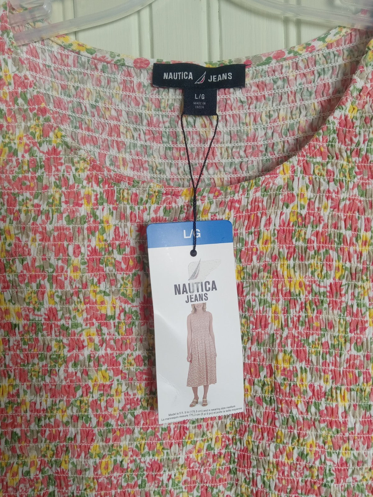 Nautica Women’s Floral Maxi Dress Large 100% Viscose Boho Summer Vacation