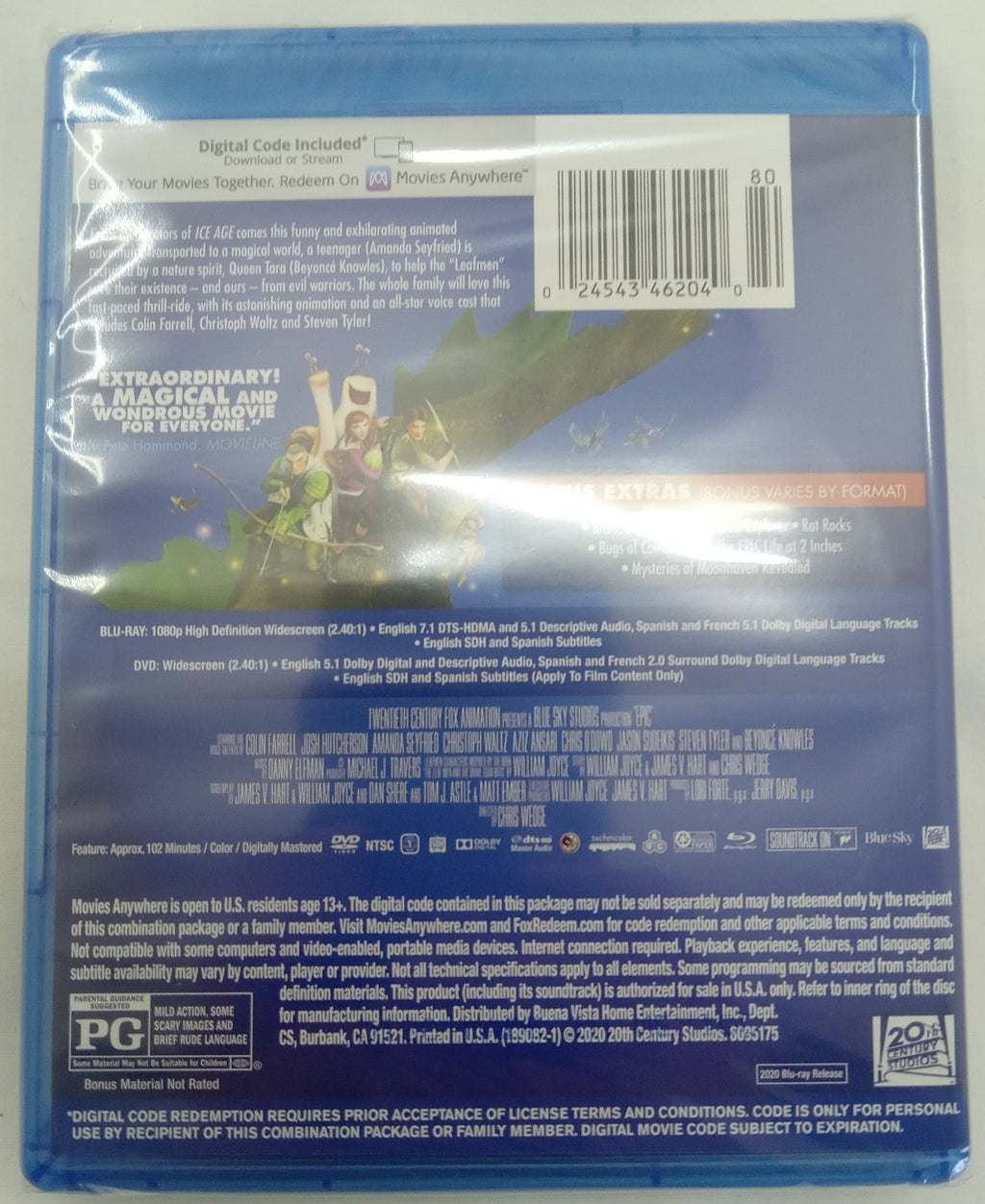 Epic 2013 Blu-ray DVD Digital Copy Animated Family Movie NEW