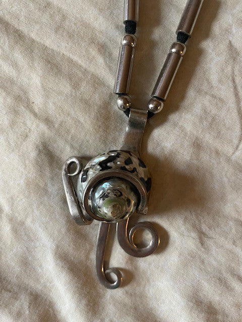 Artisan Seashell Necklace – Fork Setting Pendant Unique Handmade Jewelry