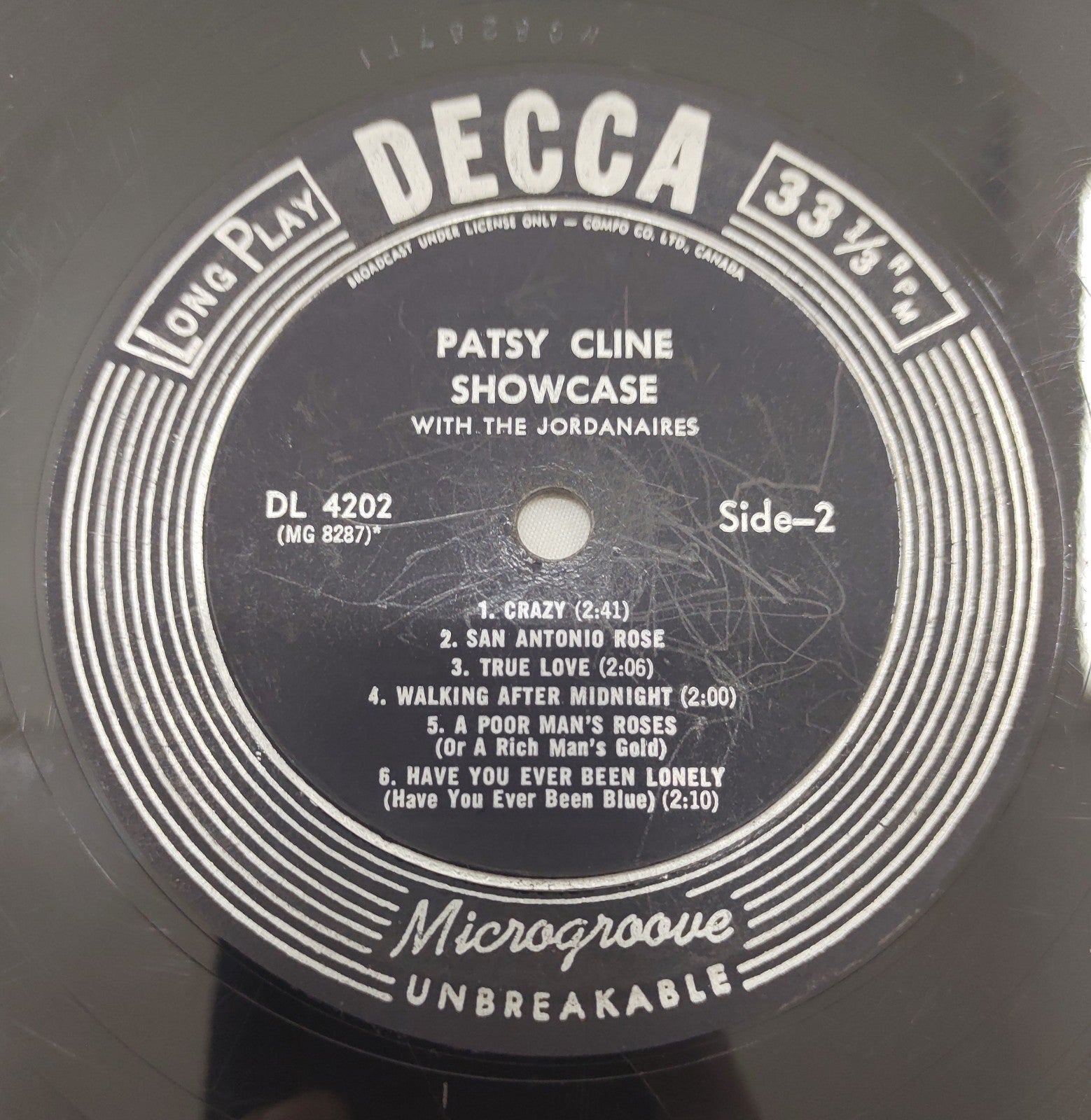Patsy Cline – Showcase LP Decca DL 4202 Country Classic Vocal Album