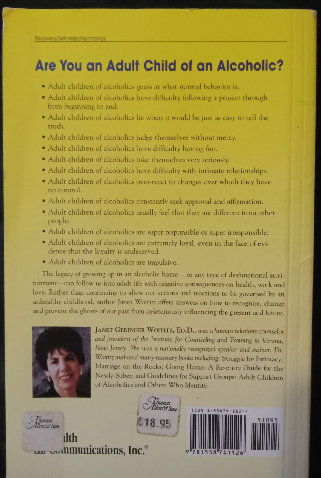 Adult Children of Alcoholics by Janet G. Woititz – Self‑Help PB