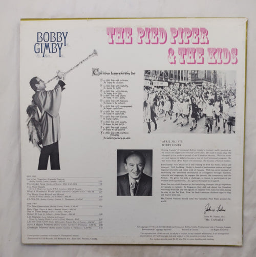 Bobby Gimby – Canada LP Stereo Pied Piper & The Kids Centennial Edition 1973