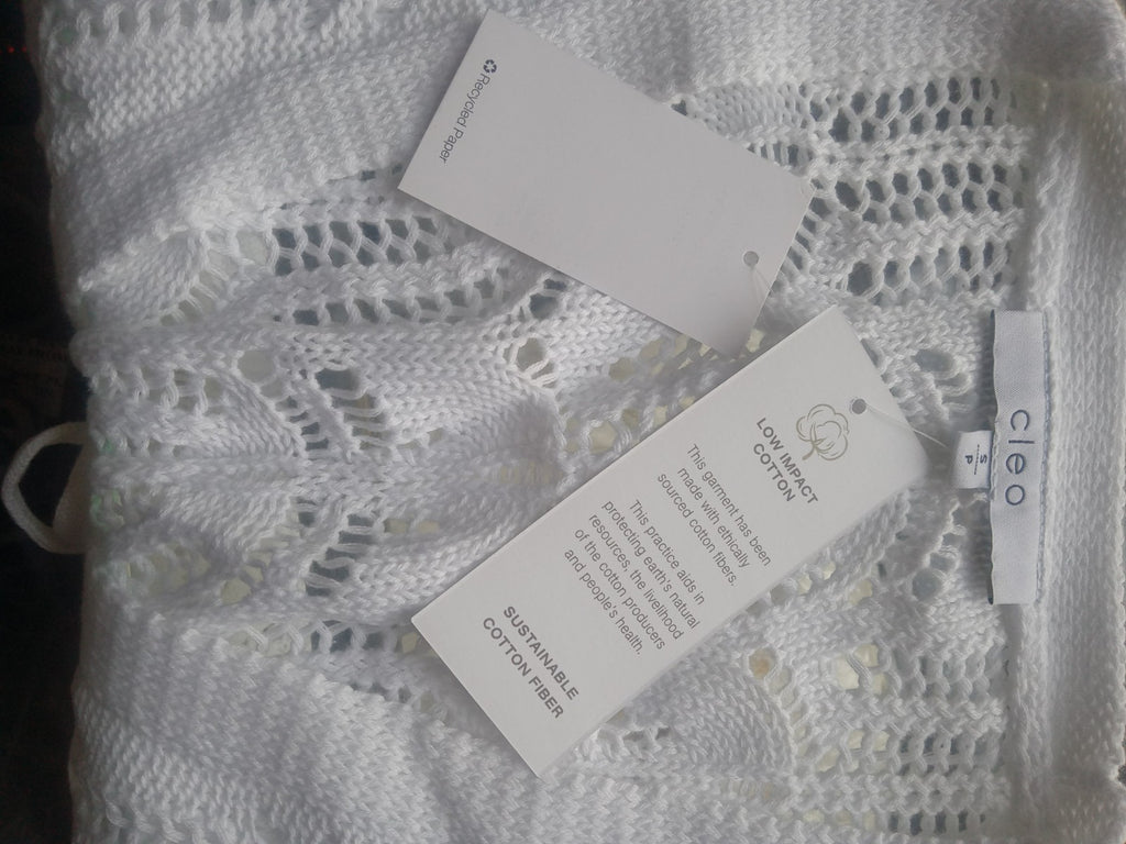 Cleo White Crochet Cardigan Cover Up NWT Size S Cotton Boho Beach Layer