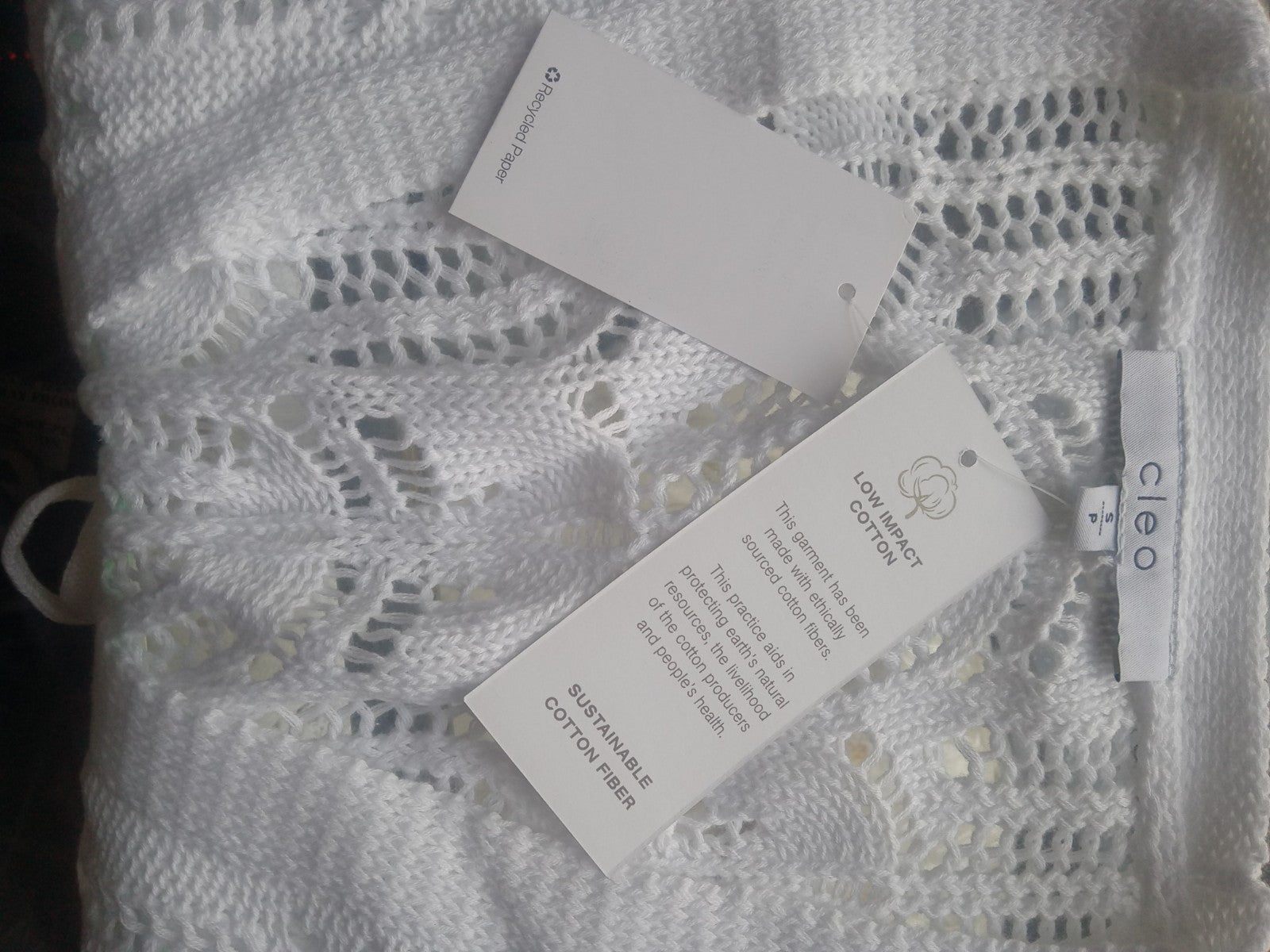 Cleo White Crochet Cardigan Cover Up NWT Size S Cotton Boho Beach Layer