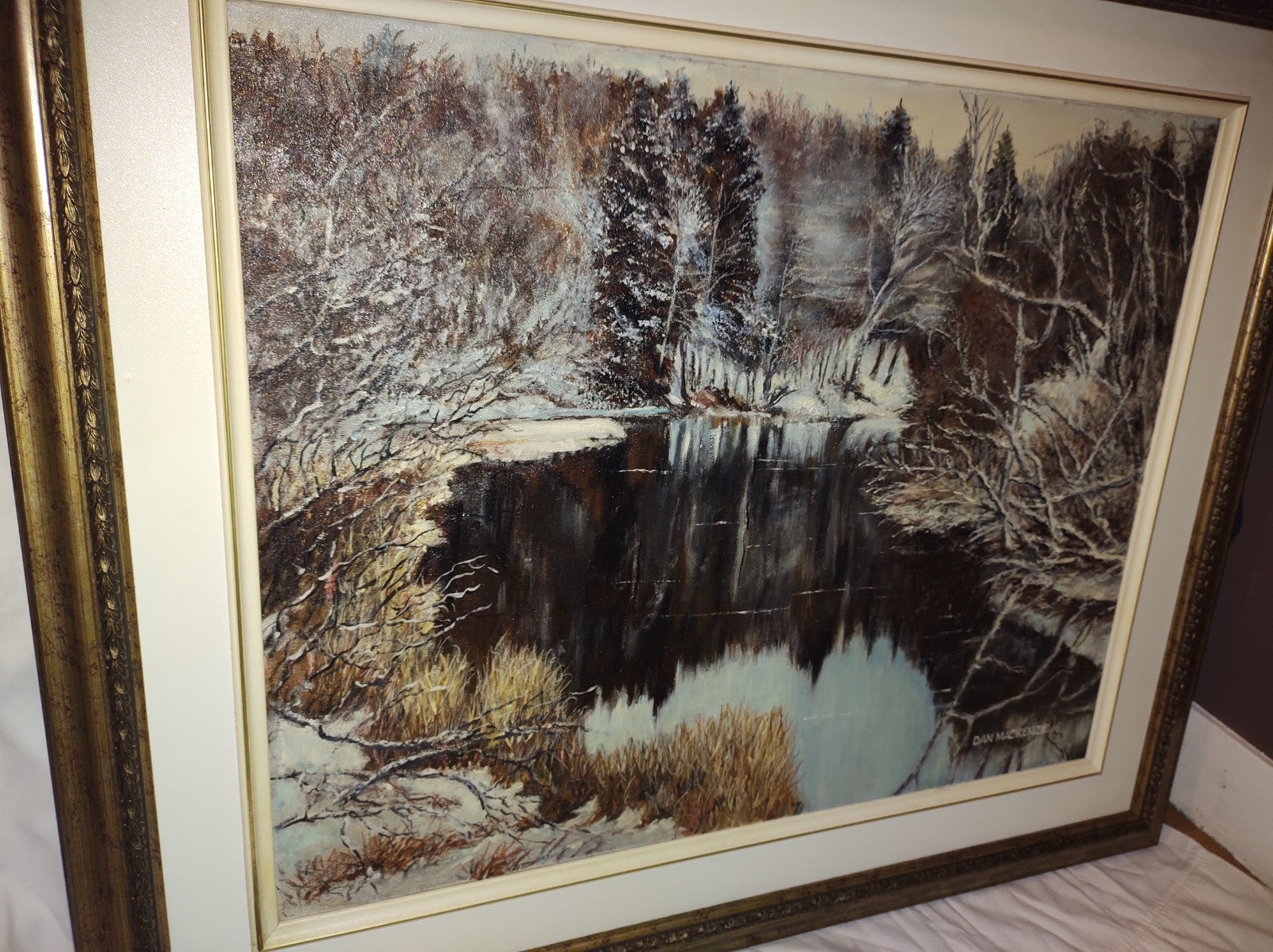 Dan Mackenzie Winter River Oil Painting Snowy Landscape Canadian Art