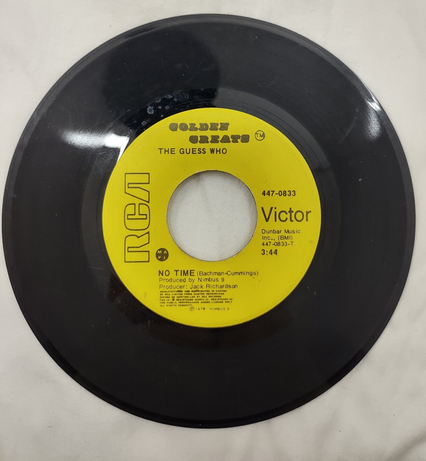 The Guess Who – No Time / These Eyes 7” 45 RPM RCA Victor Canada 1975