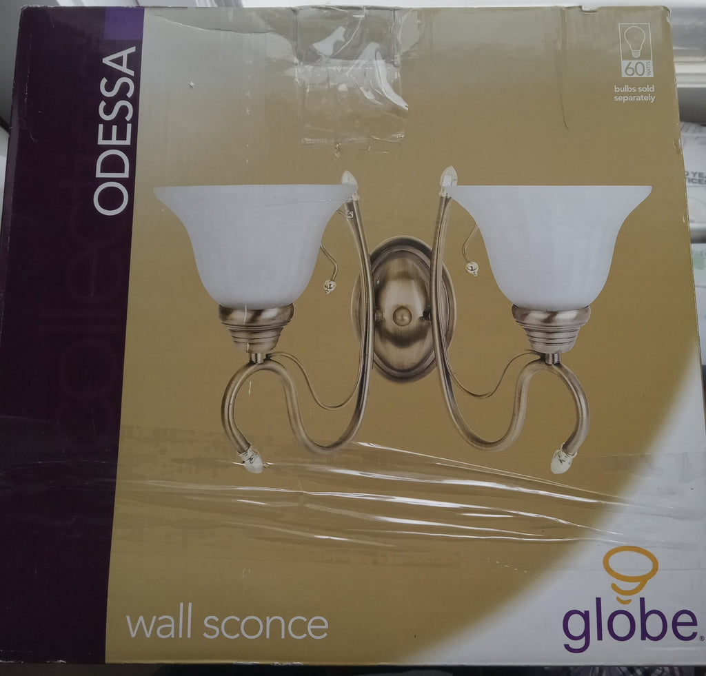 2‑Light Brushed Nickel Bathroom Vanity Sconce – Frosted Glass Shades Fixture