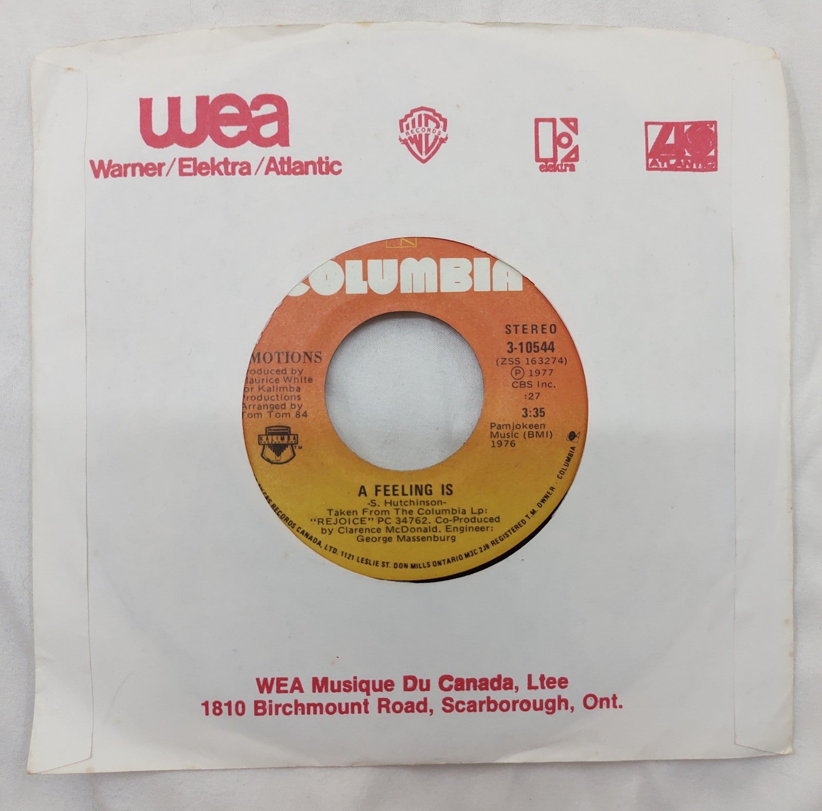 The Emotions – Best Of My Love / A Feeling Is 7" Vinyl Columbia 3-10544