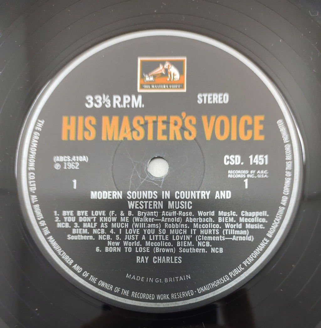 Ray Charles Modern Sounds HMV Canada ABCS-410 Black Label Stereo LP VG+