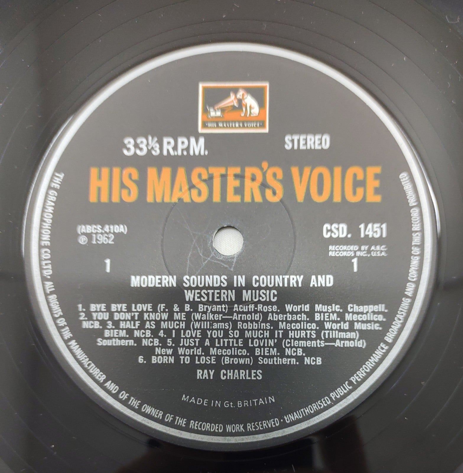 Ray Charles Modern Sounds HMV Canada ABCS-410 Black Label Stereo LP VG+