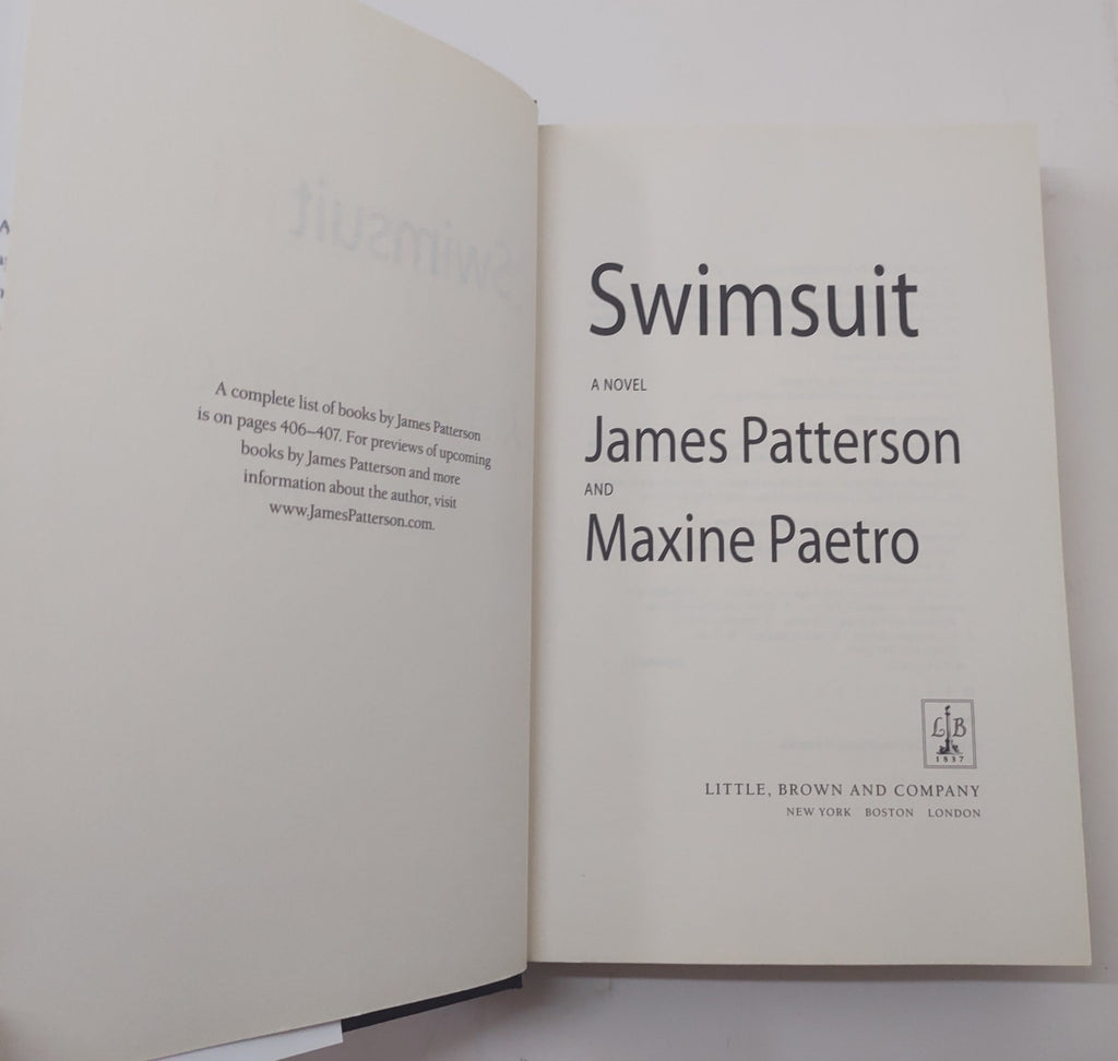 James Patterson Swimsuit 2009 Hardcover Thriller Novel by Patterson & Paetro