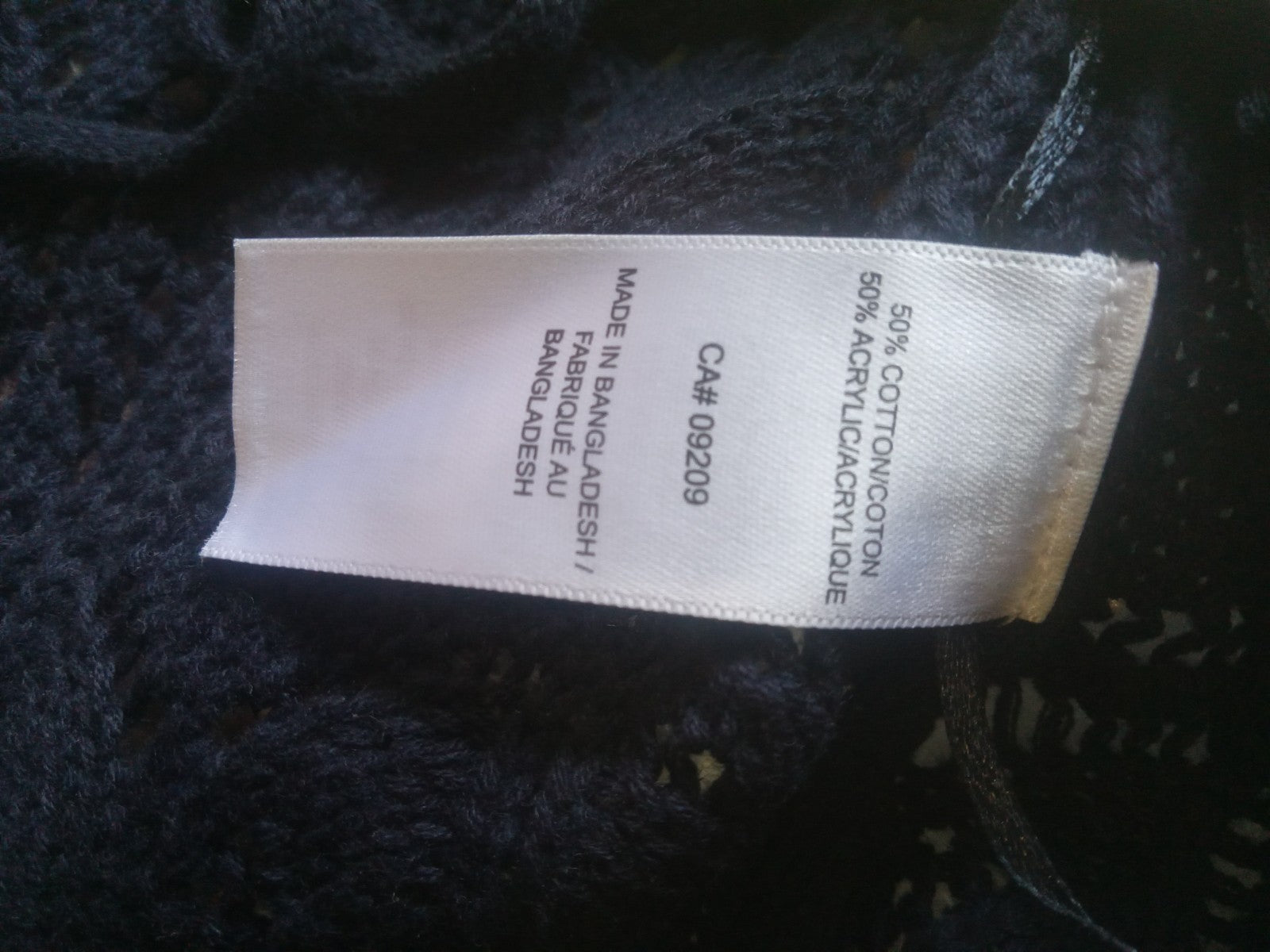 Cleo Cotton Black Crochet Cardigan Cover Up Long Sleeve Size Small