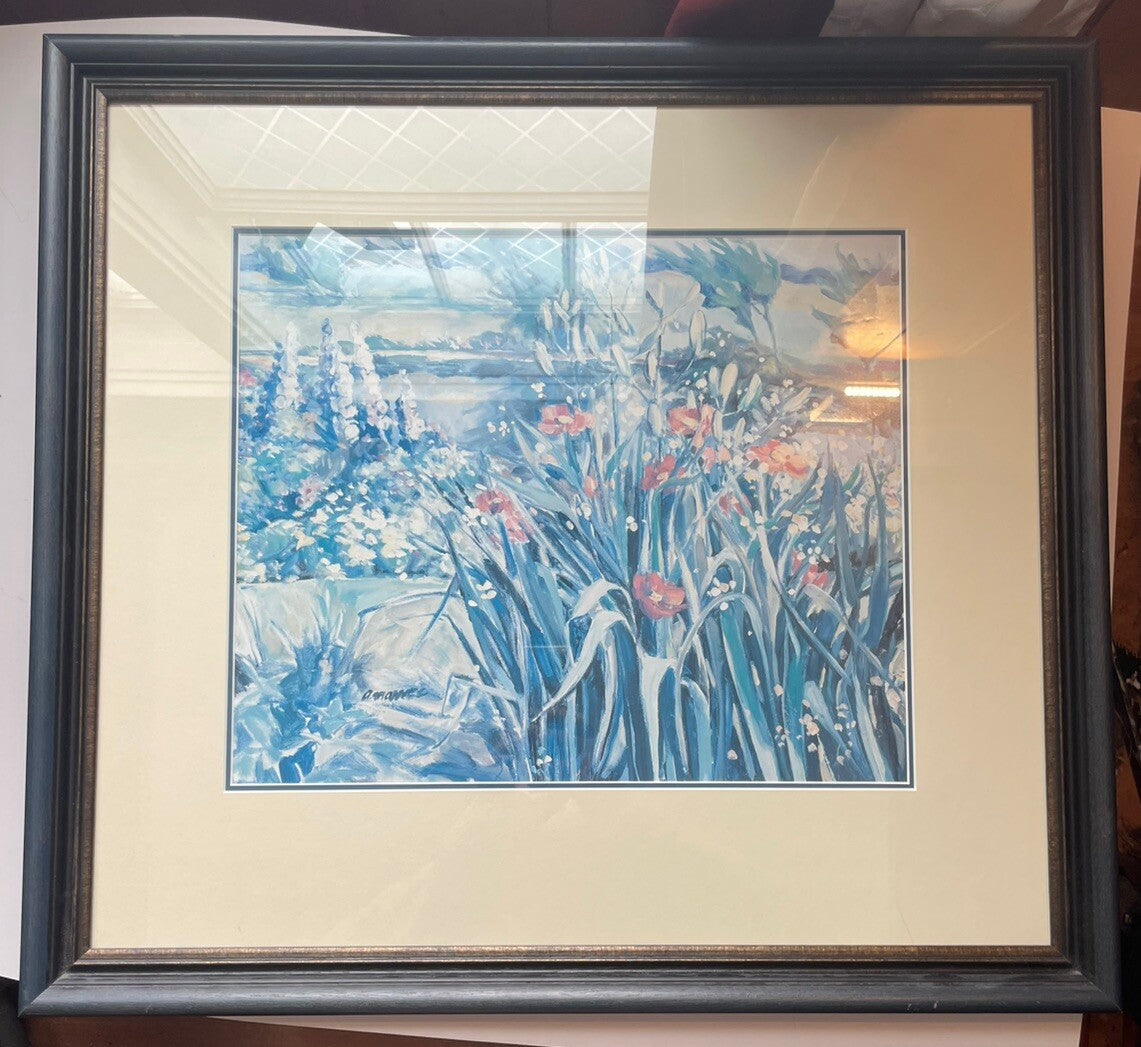 Vintage Pastel Floral Print – Framed, Soft Hues, Timeless Artwork