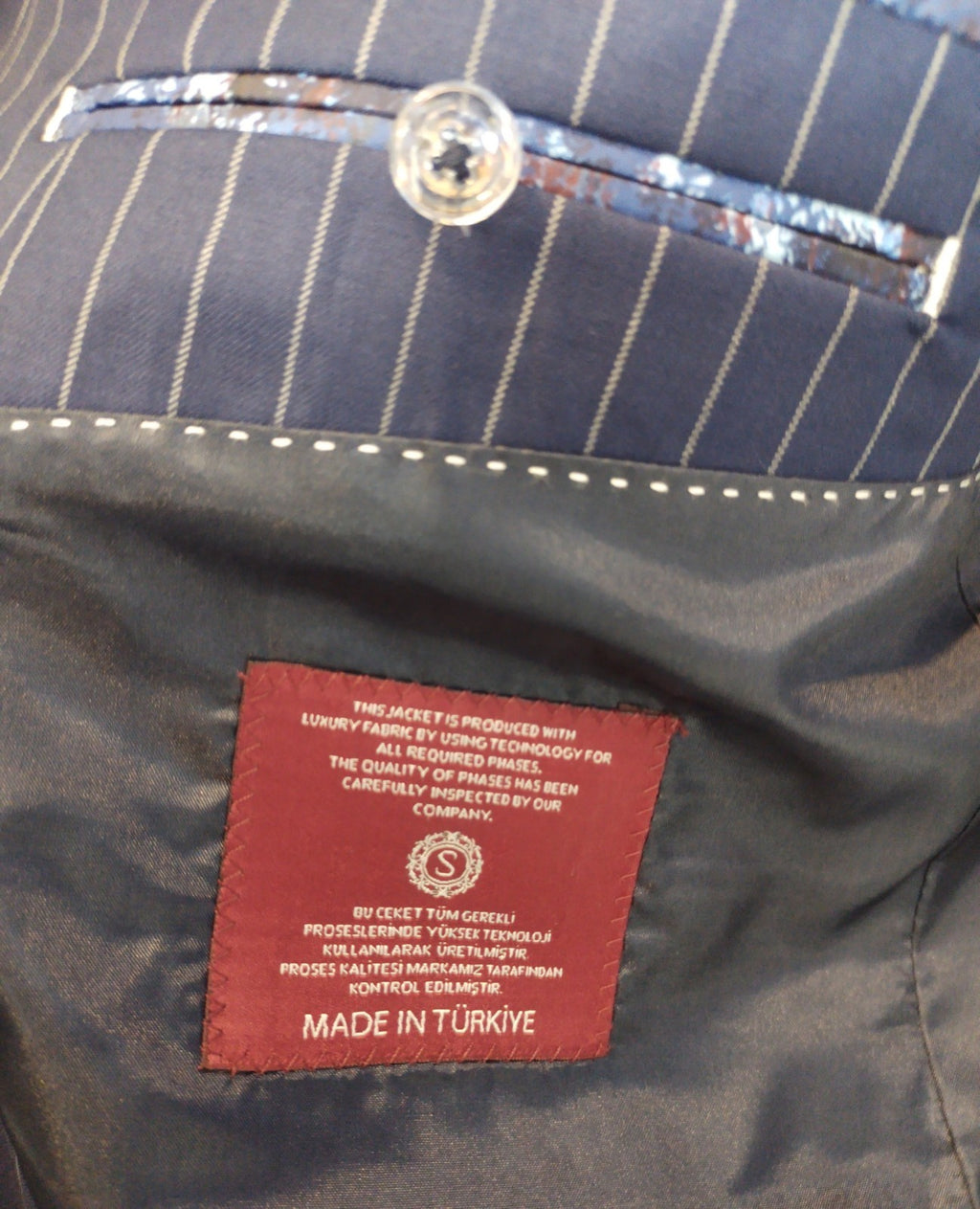 Snover Blue Pinstripe Suit Men's 46 Jacket/40W Pants 2-Pc Sharp Fit