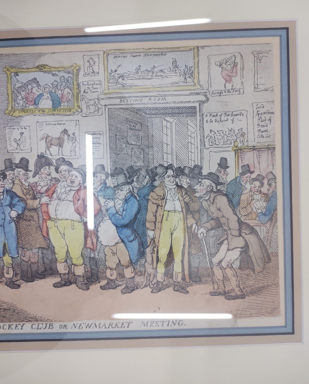 Thomas Rowlandson “The Jockey Club or Newmarket Meeting” Hand-Coloured Etching