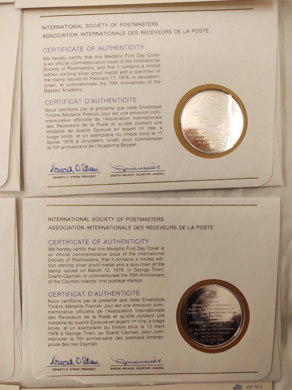 24 ISPM Sterling Silver Proof Medals 1975–76 w/ FDC Envelopes & COAs – Mint