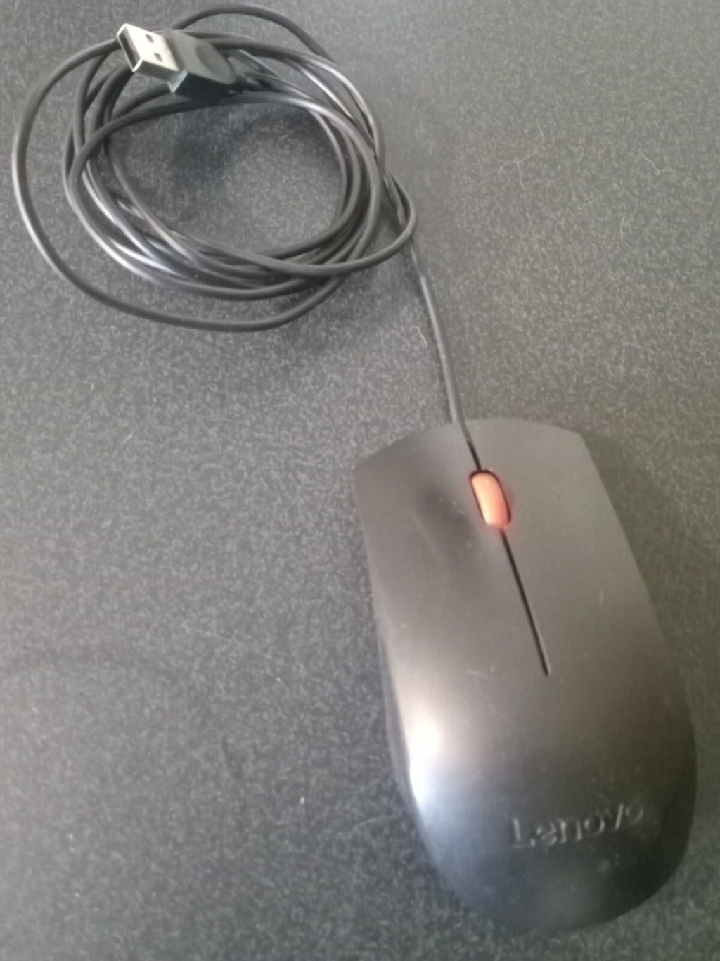 Lenovo MOJUUO USB Wired Mouse – 1600 DPI – Orange Scroll Wheel