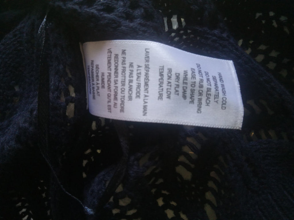 Cleo Cotton Black Crochet Cardigan Cover Up Long Sleeve Size Small