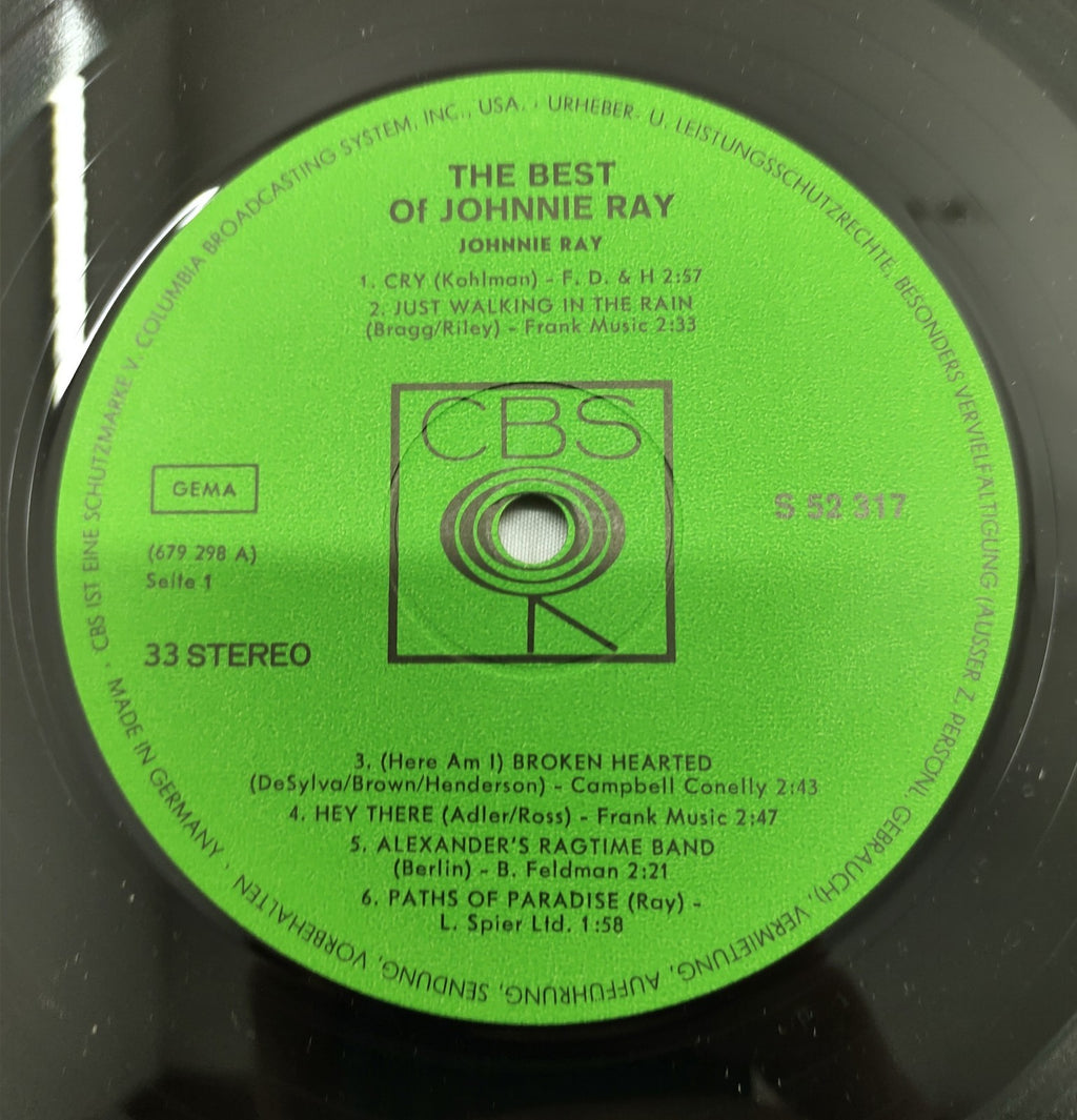 Johnnie Ray's Greatest Hits LP Vinyl Record CBS S 52317