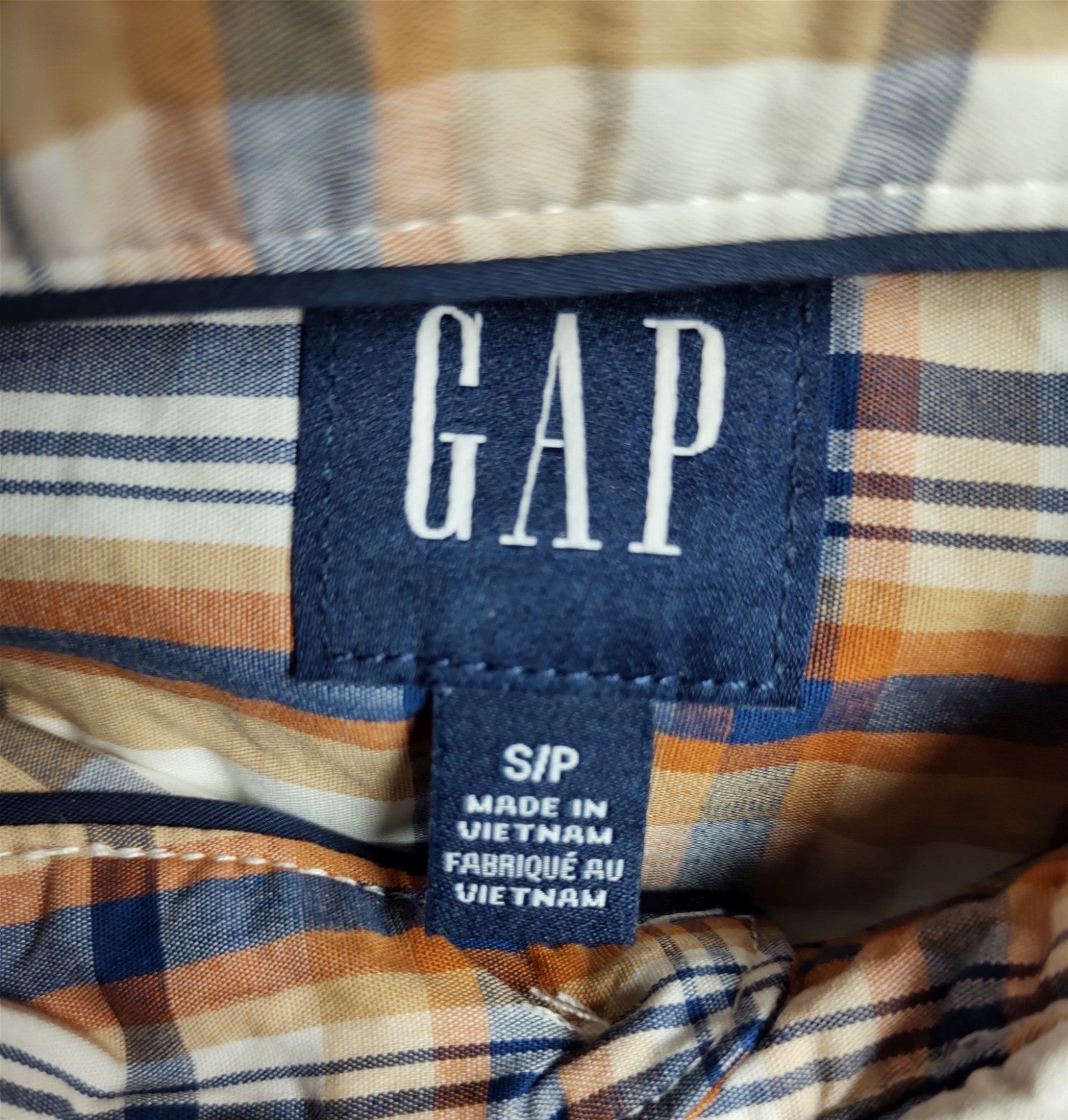 GAP Plaid Shirt NWT Men’s Small Orange Blue Short Sleeve Casual Top