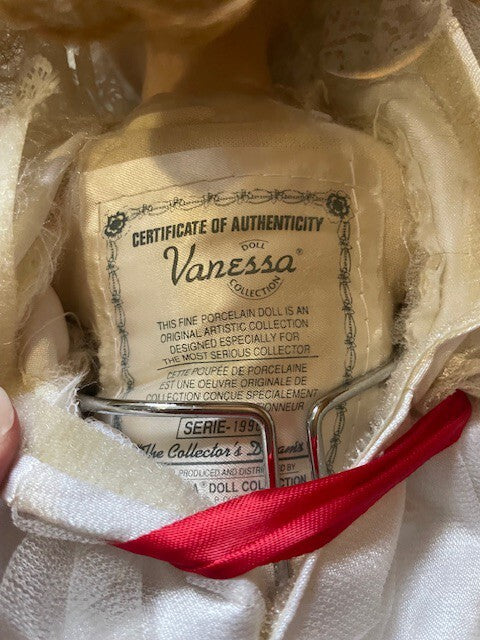 Vanessa Collection Porcelain Doll White Lace Dress Collectible Figurine