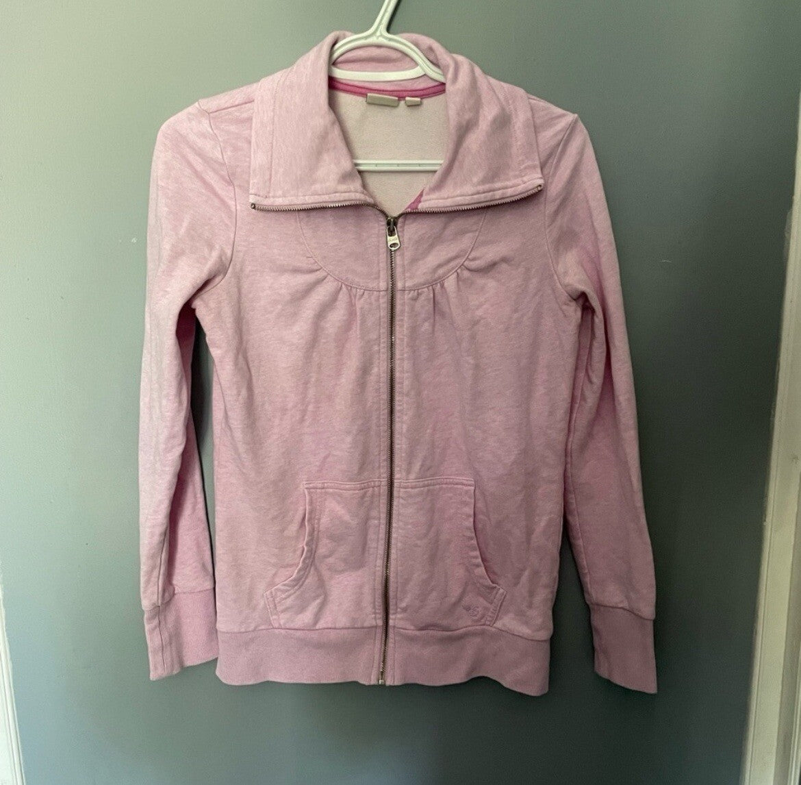 Esprit Y2K Women’s Pink Zip Up Sweater Retro Style Soft Knit Full Zip Size M/L