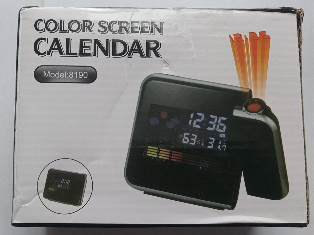8190 Color Screen Projection Clock – Perpetual Calendar LED Alarm Display