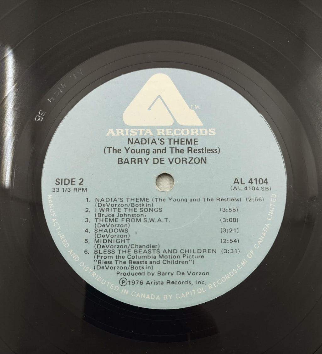 Barry De Vorzon Nadias Theme LP Arista AL-4104 Canada 1976 TV Theme Vinyl Record