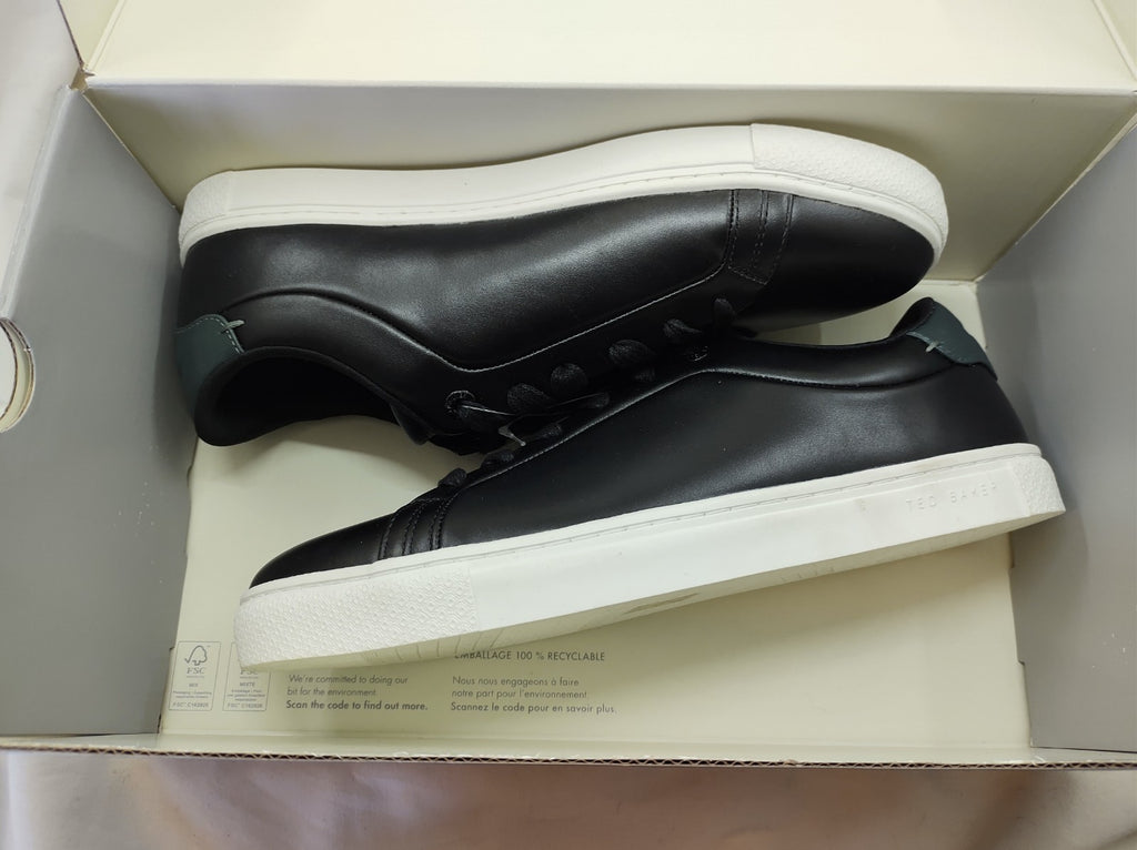 Ted Baker Men’s Black Leather Sneakers Size 10 Designer Low Top NIB