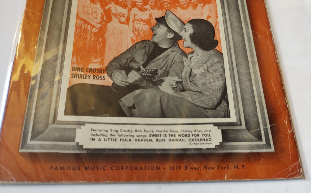 Blue Hawaii Bing Crosby Shirley Ross 1937 Waikiki Wedding Vintage Sheet