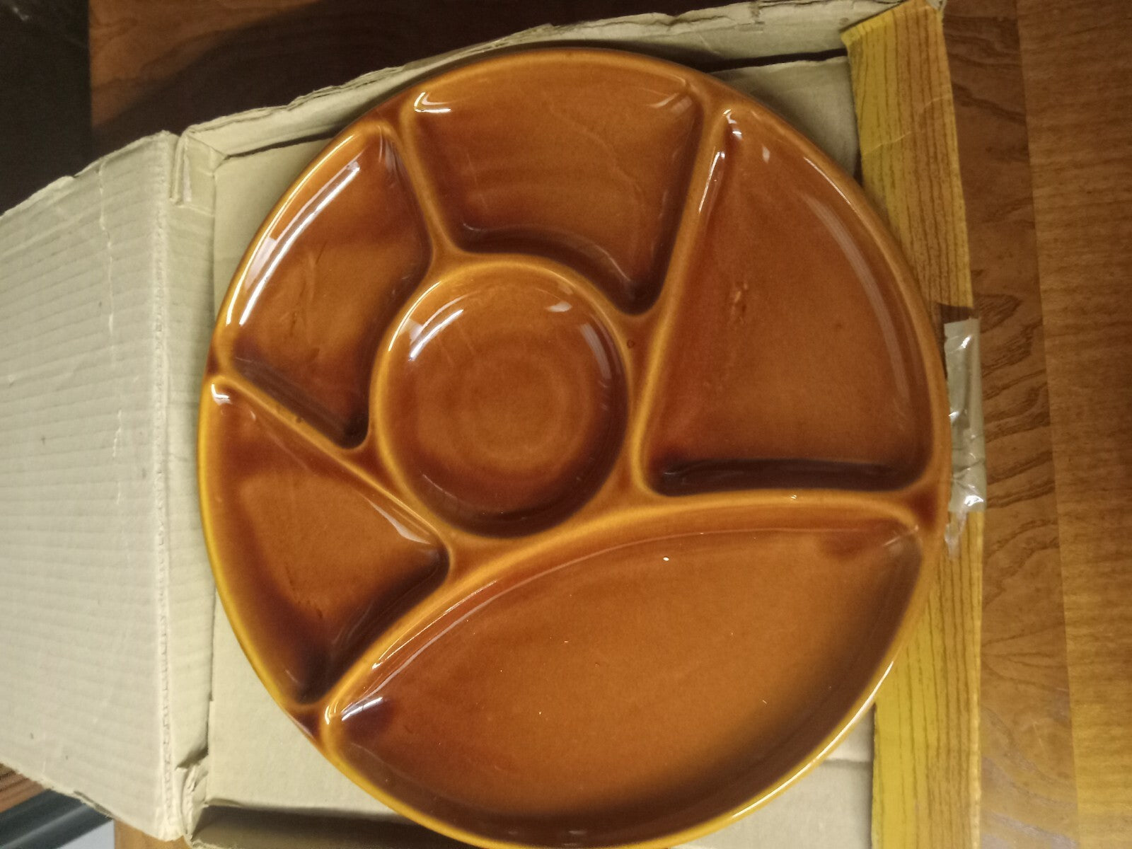 Vintage Alpina 1970’s Fondue Plates Set of 4 – Tan Color, Original Box Included