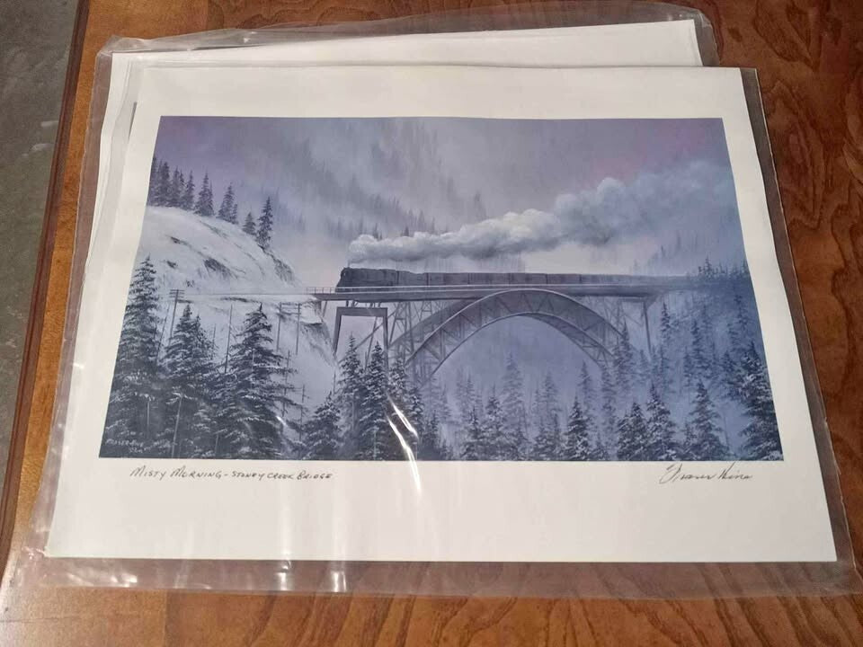 Fraser E. Hine 'Misty Mountain' – Limited Edition Signed Train Bridge Print