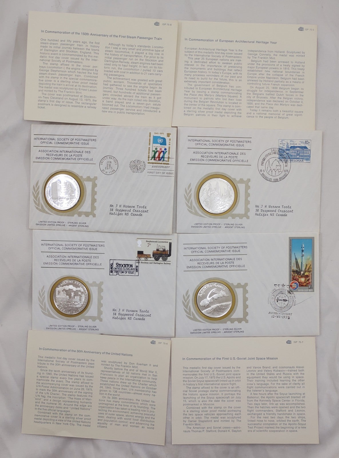 24 ISPM Sterling Silver Proof Medals 1975–76 w/ FDC Envelopes & COAs – Mint