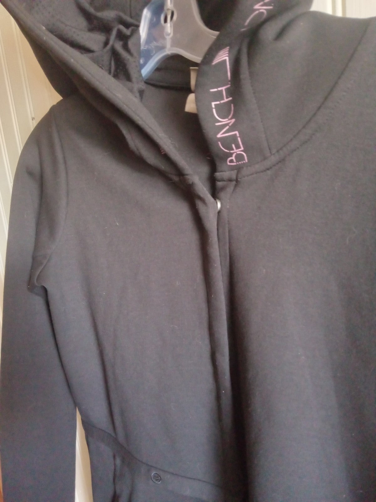 Bench Black Pink Hoodie Button Up Sweater Casual Streetwear Jacket Size M