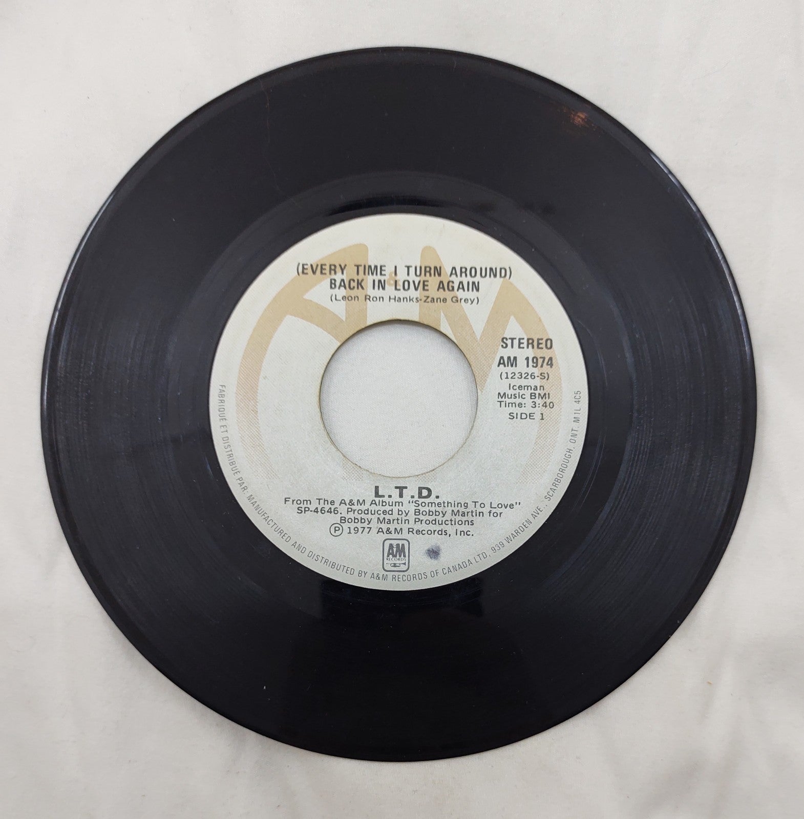 L.T.D. – (Every Time I Turn Around) Back In Love Again 7” A&M AM 1974