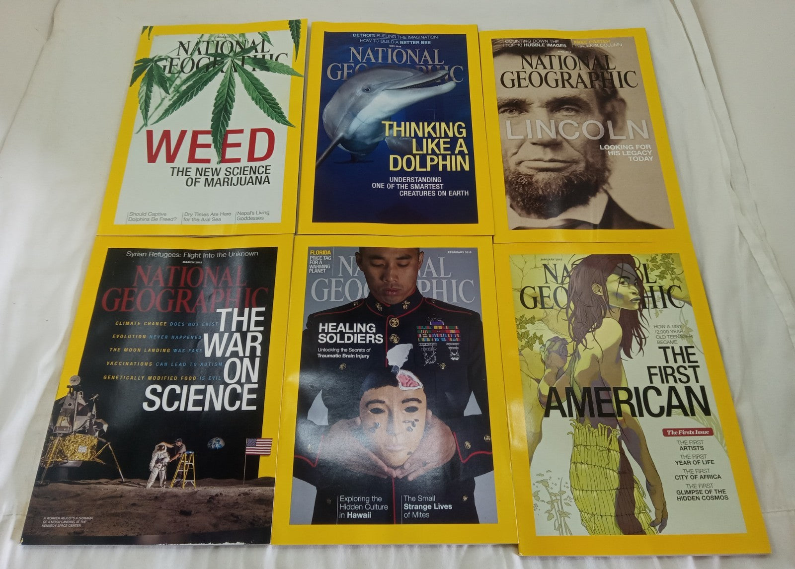 Nat Geo Jan–June 2015 VG+ | Faux Leatherette Case | 6 Issue Magazine Set