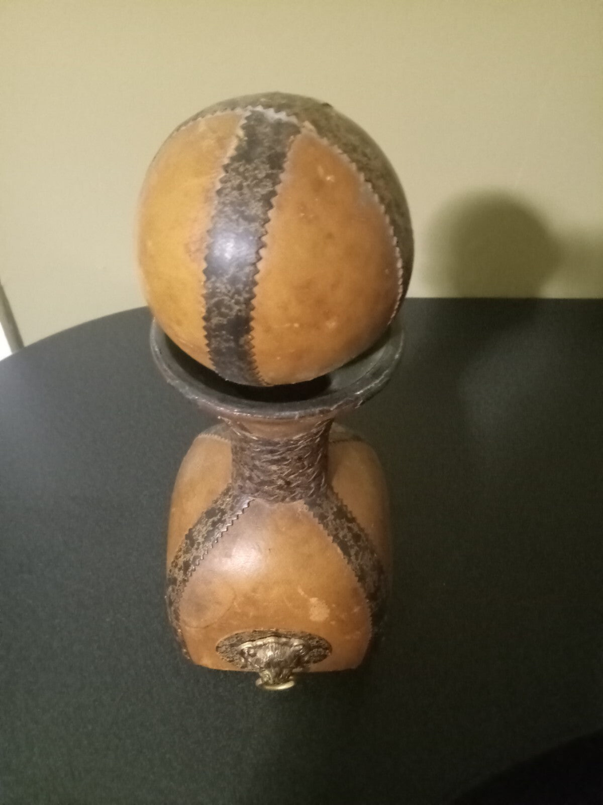 Vintage Glass Decanter Bottle with Leather Covering – Handmade in Italy