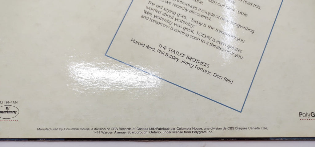 The Statler Brothers Today (1983) Vinyl LP Country Gospel Record