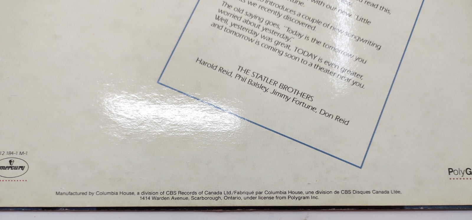 The Statler Brothers Today (1983) Vinyl LP Country Gospel Record