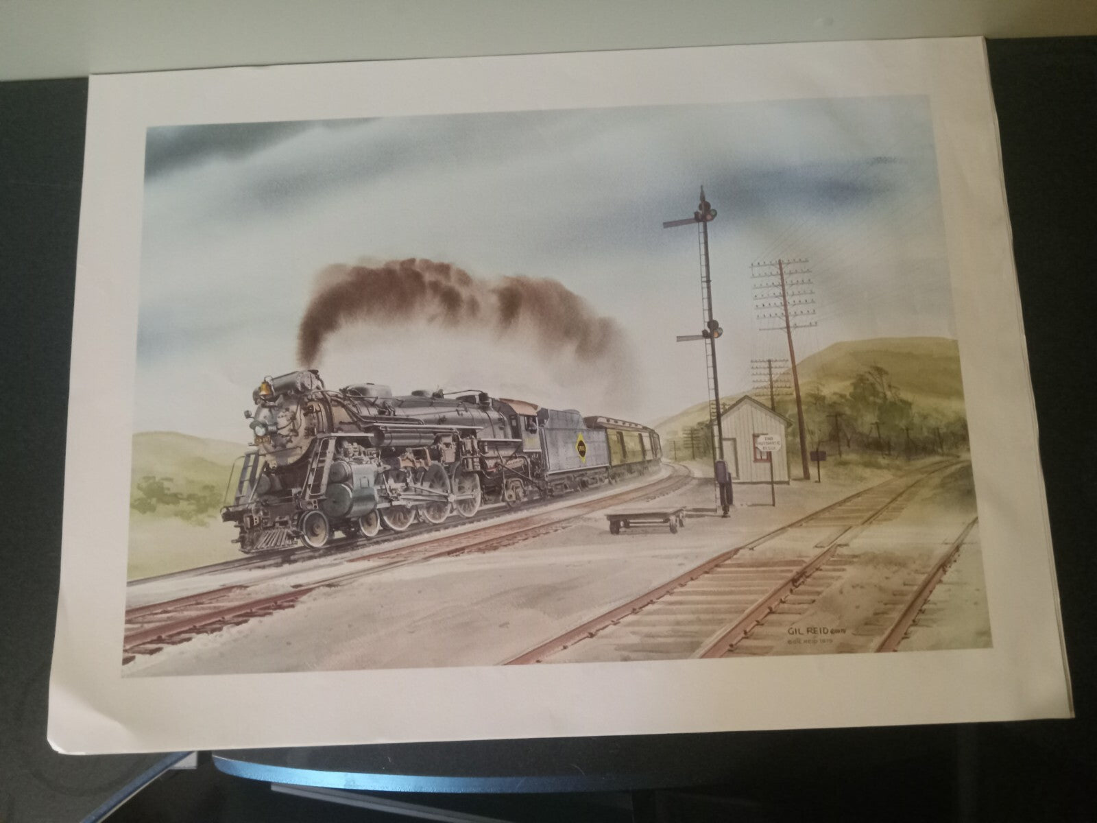 Watercolor Steam Train & Station Print – Signed by Gil Reid