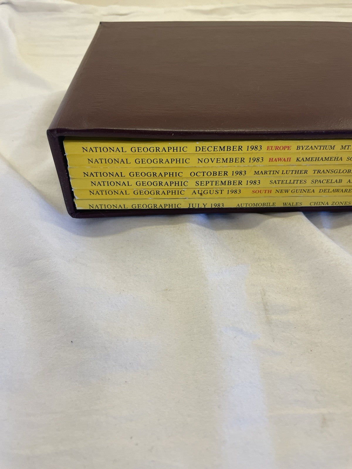 Nat Geo Mags Jul–Dec 1983 Vtg Slipcvr Wildlife Set Decor Atlas Nature