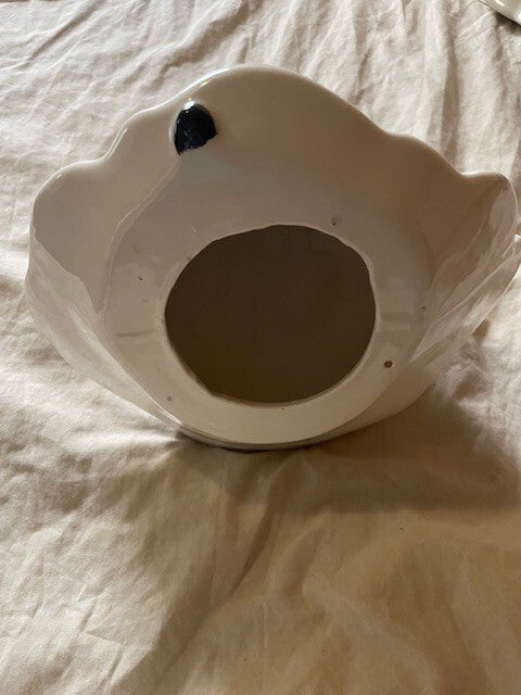 Vintage Ceramic Lady Figurine Elegant Dress with Fan Home Decor