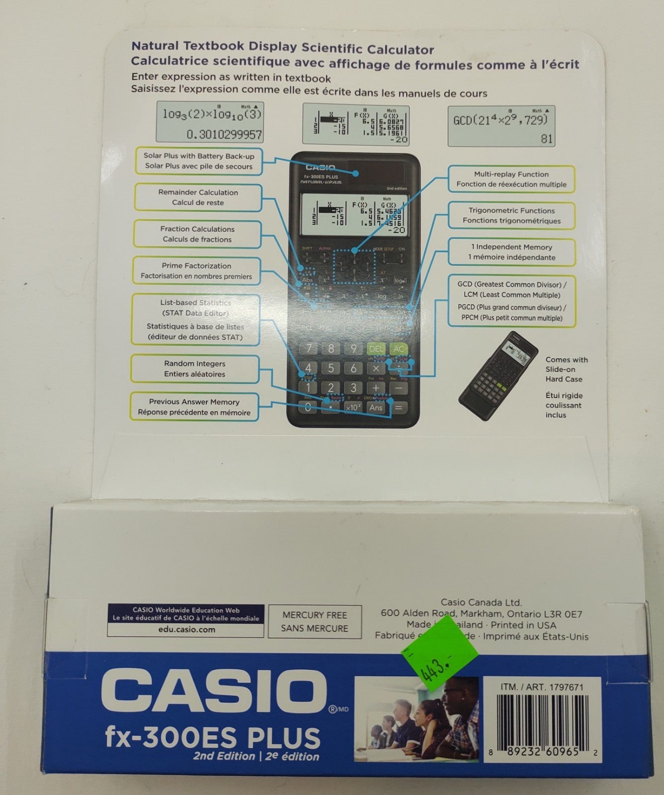 Casio FX-300ES Plus 2nd Edition Scientific Calculator School Math Tool