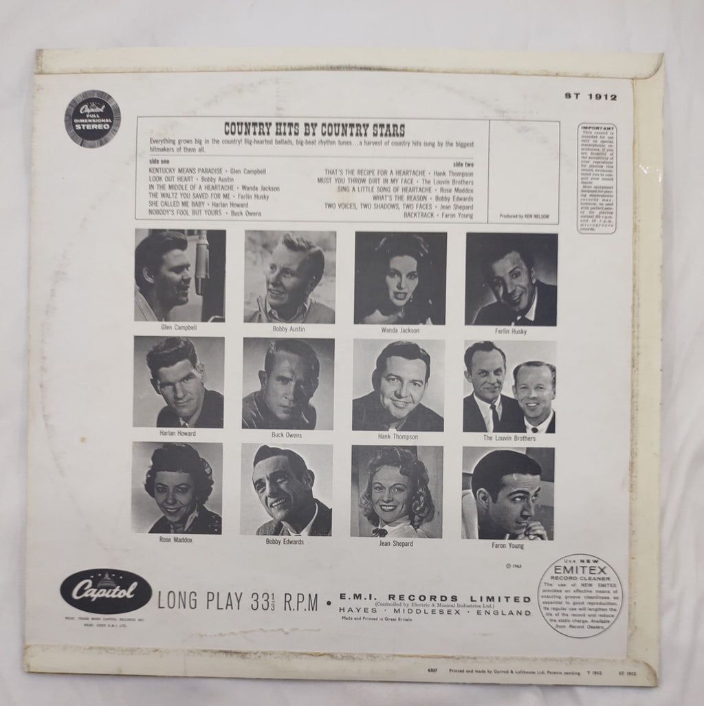 Country Hits by Country Stars LP 1963 Capitol ST-1912 Stereo