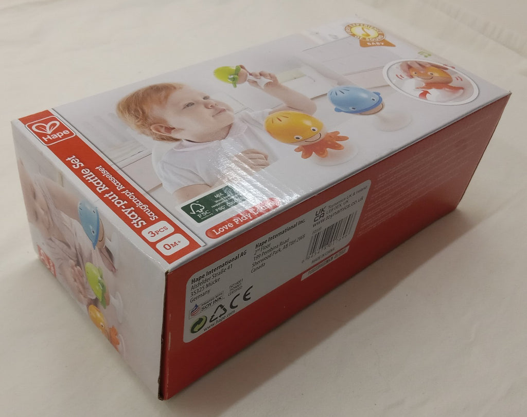 Hape Toys Stay-Put Rattle Set – Baby Sea Animal Rattles with Suction Cups